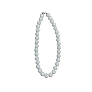 Vintage Large White Lucite 6mm Beaded Necklace Clavicle Retro Women's 10…